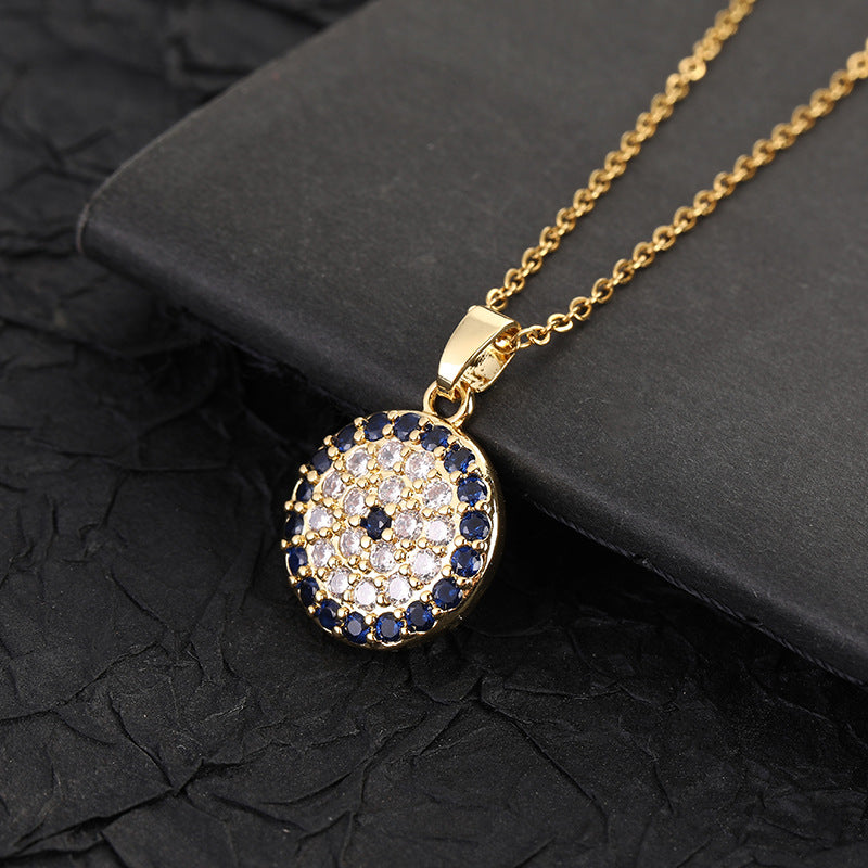 Wholesale Trendy Evil Eye Choker Necklace Gold Plated Copper Turkish Blue Pendant Geometric Design Gift And Everyday Jewelry Accessory For Boutique Resale