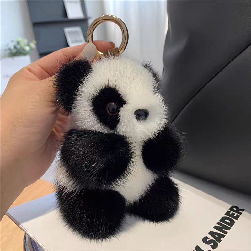 Wholesale cute red panda mink plush keychain