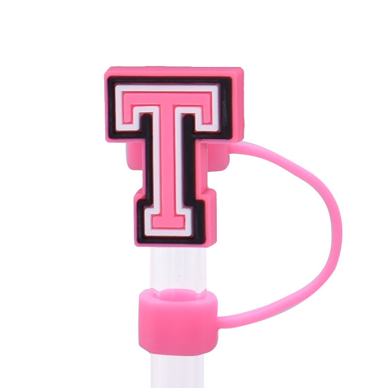 Wholesale Random 100pcs Pink letter cartoon Straw Cover Straw Tube Cap