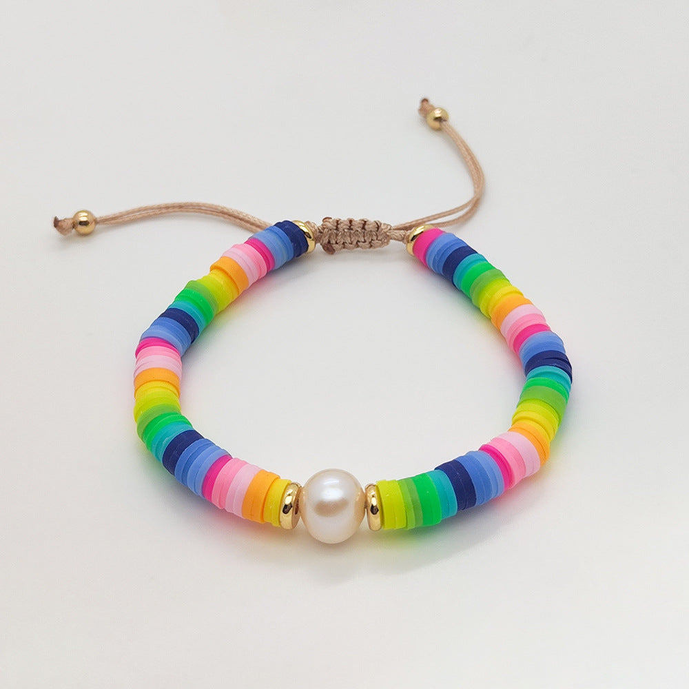 Wholesale bohemian beach style colorful soft clay beaded bracelet ACC-BT-Qiqi003