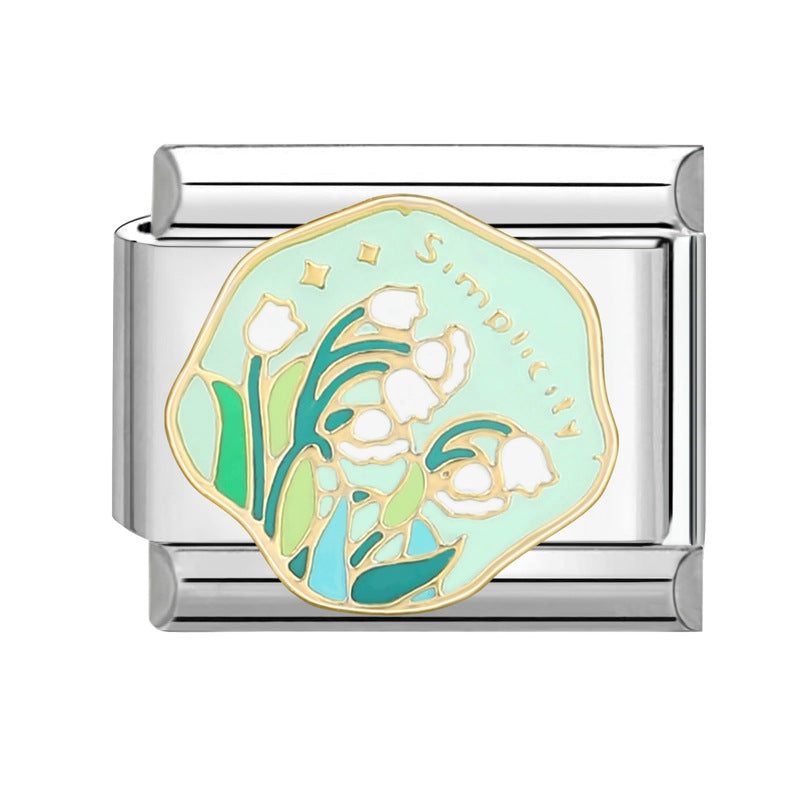 Wholesale Italian Charm Bracelet 9mm DIY Splicing Removable Plant Castle Stainless Steel Composable Bracelet