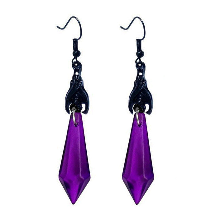 Wholesale Gothic Bat Red Gemstone Women S Earrings Stylish Alloy Party Jewelry Boutique Resale Gift