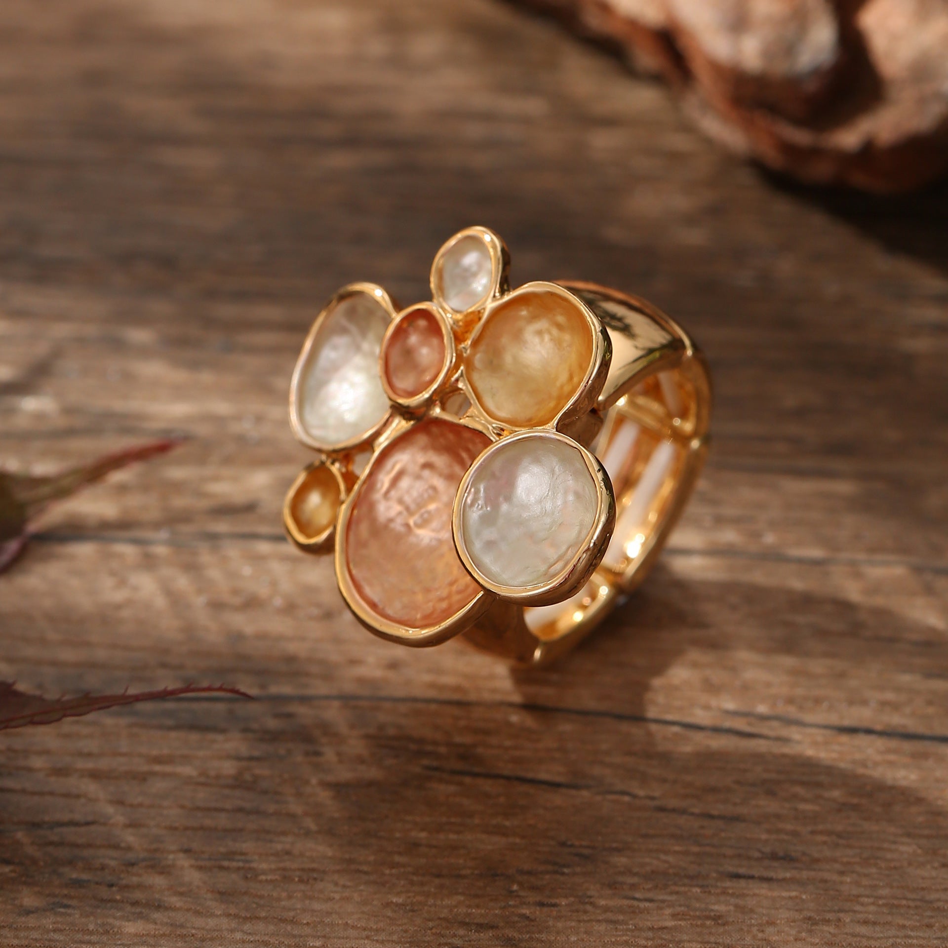 Wholesale Colorful Floral Elastic Rings round Shape Jewelry