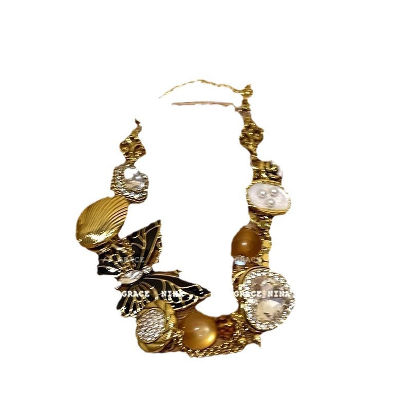 Wholesale Alloy electroplated butterfly necklace