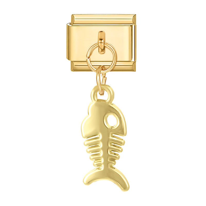 Wholesale Italian Charm Bracelet 9mm DIY Splicing Gold Pendant Stainless Steel Composable Bracelet