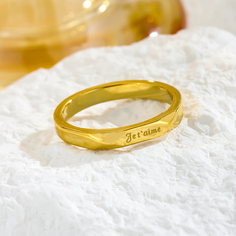 Wholesale Titanium steel gold-plated plain band ring