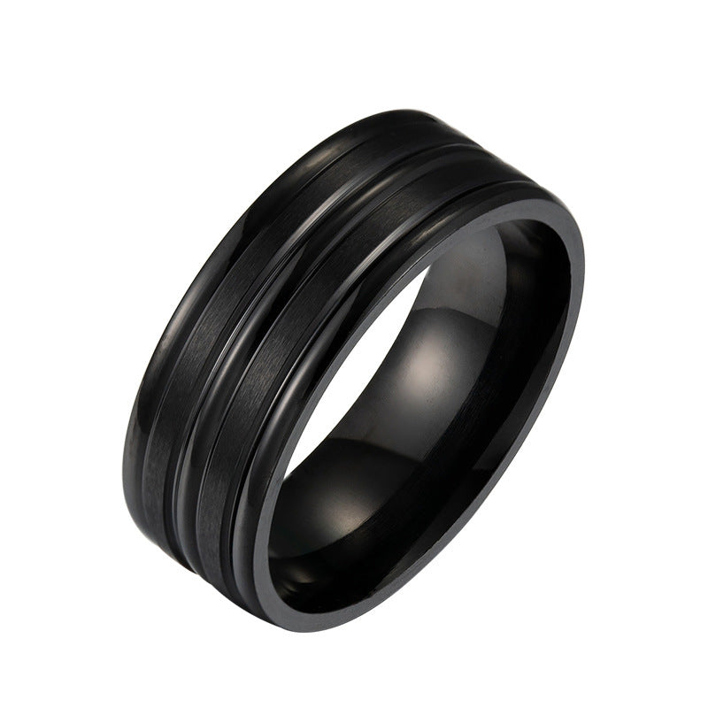 Wholesale  Men's  Electroplated Black Combination Stainless Steel Ring