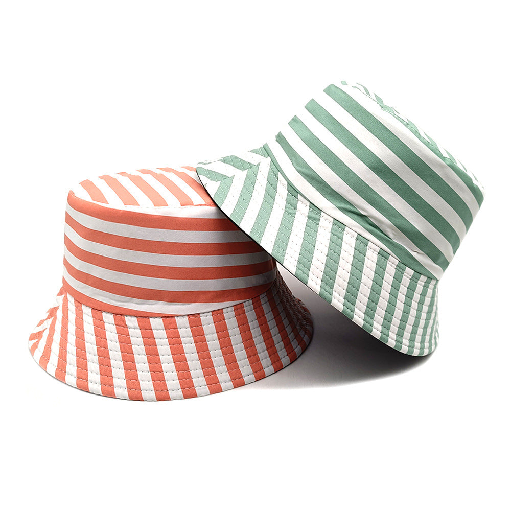 Wholesale Striped Printed Simple Outdoor Sunscreen Hat Bucket Hat