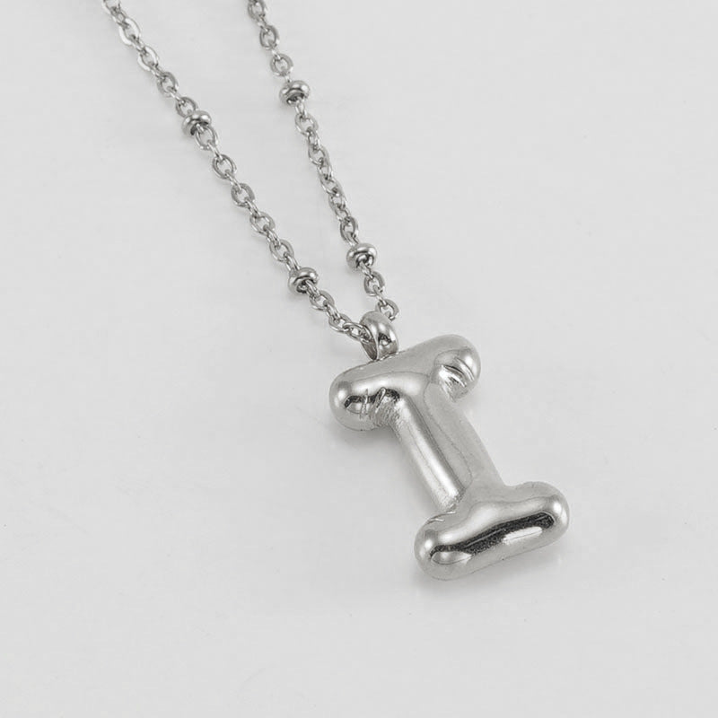 Wholesale  bubble letter necklace 18K stainless steel English letter pendant jewelry