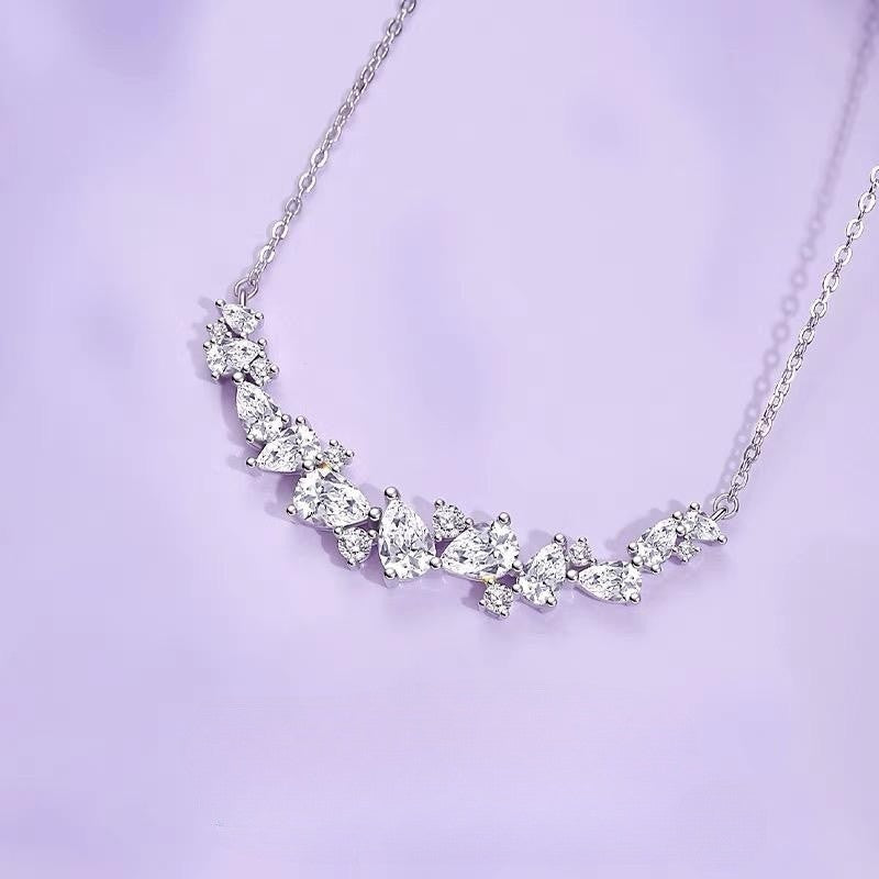 Wholesale flower smile female zircon pendant  light luxury clavicle necklace