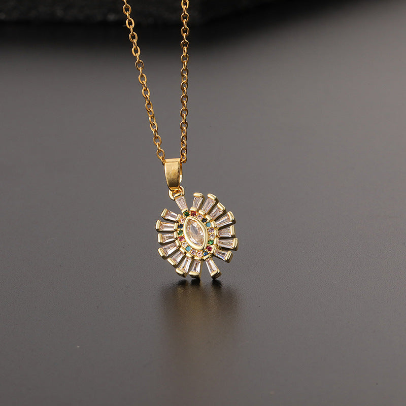 Wholesale Copper Clavicle Chain Colored Zircon Eye Pendant Evil Eye Necklaces ACC-NE-SY011
