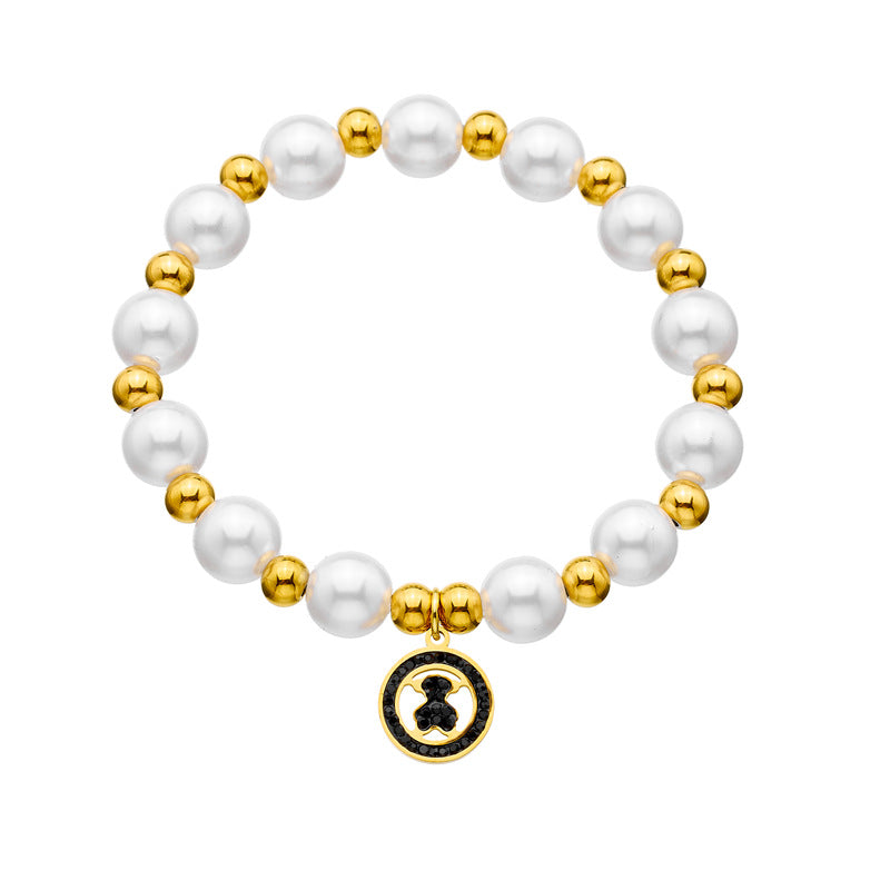 Wholesale  Light Luxury Pearl Bracelet Personalized Bear Handmade Beaded Bracelet