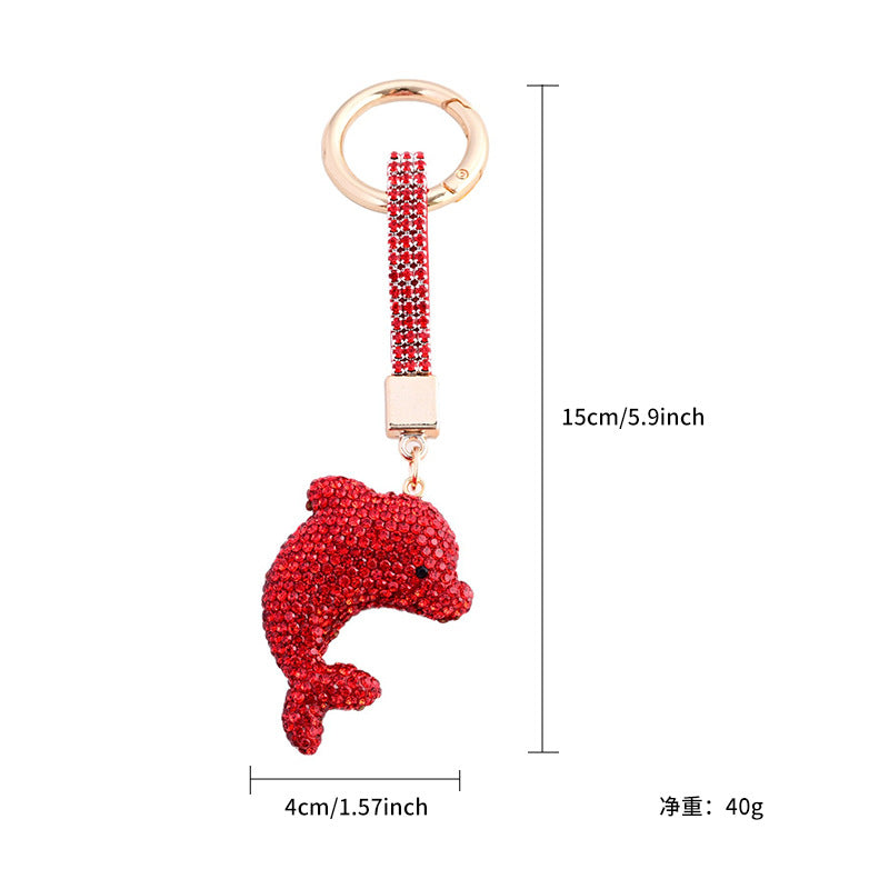 Wholesale Full Diamond Clay Cartoon Dolphin Keychain Pendant Car Pendant