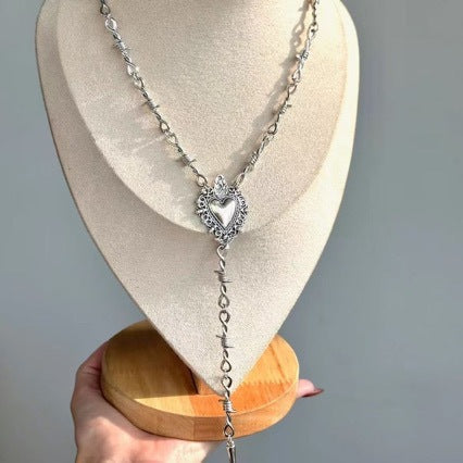 Wholesale Antique Silver Heart Pendant Choker Necklace Party Jewelry Accessory Trendy Gift
