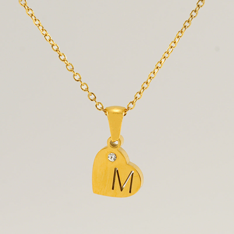 Wholesale Diamond Heart Letter Necklace ACC-NE-ZhongYao005