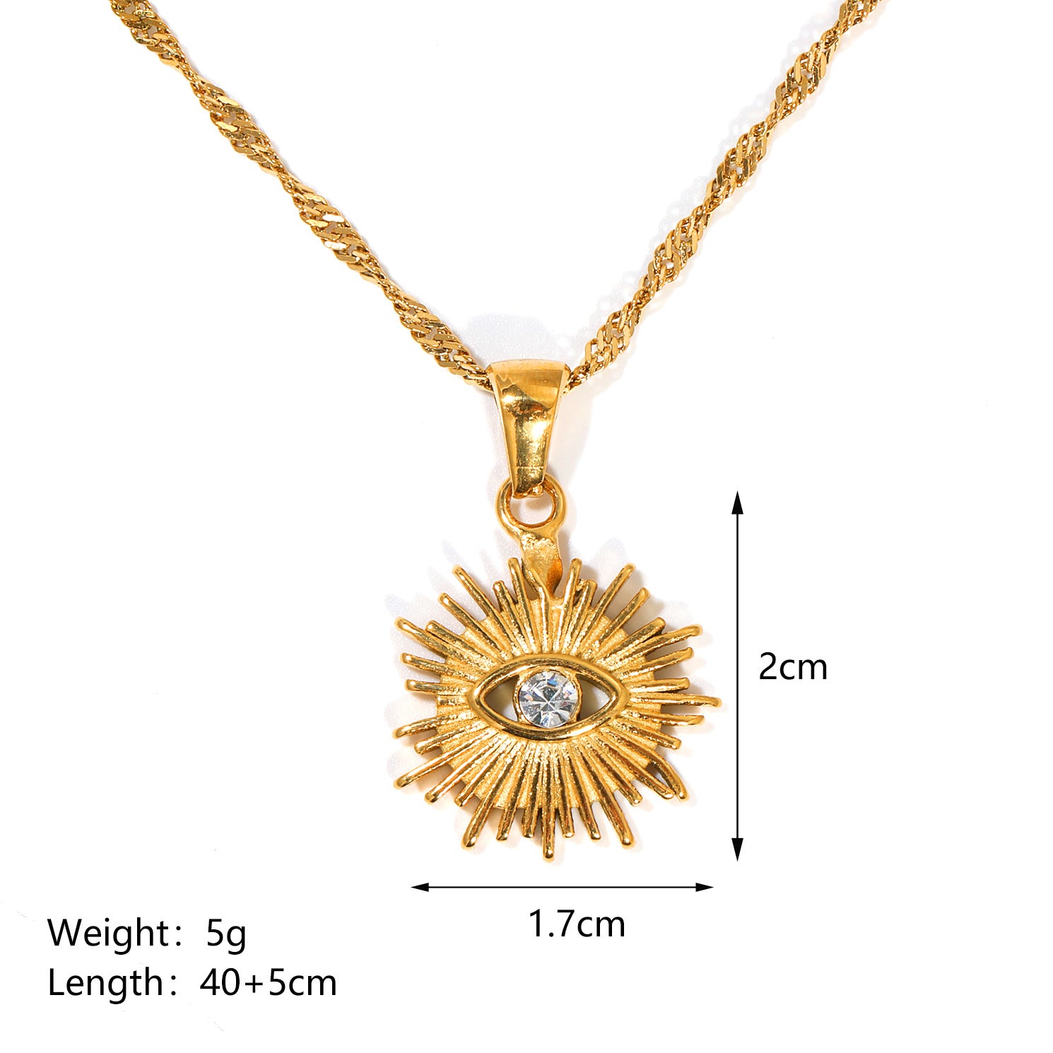 Wholesale Vintage Stainless Steel  Plated 18K Gold Devil's Eye Water Wave Chain