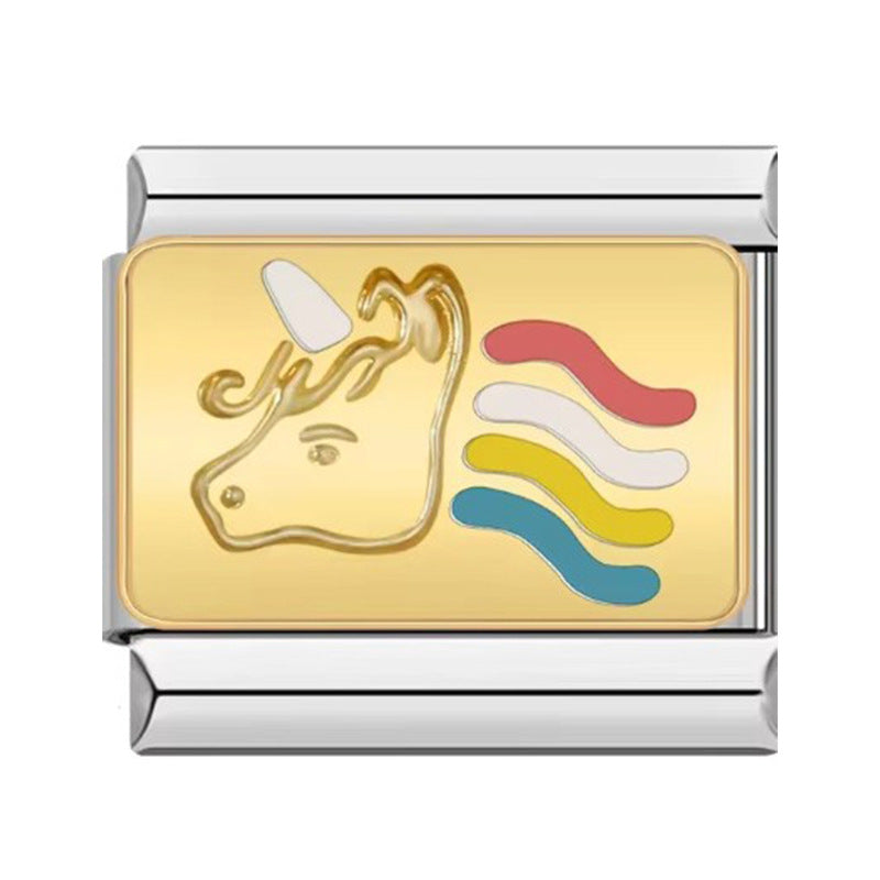 Wholesale 10pcs Italian Charm Bracelet 9mm DIY Splicing Removable Oil Drop Cartoon Stainless Steel Composable Bracelet