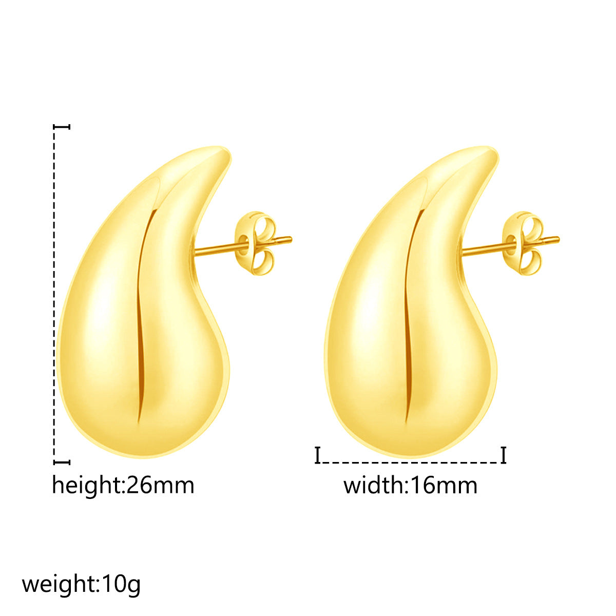 Wholesale Water Drop Stainless Steel Earrings Gold Plated Hoop ACC-ES-LingHai004