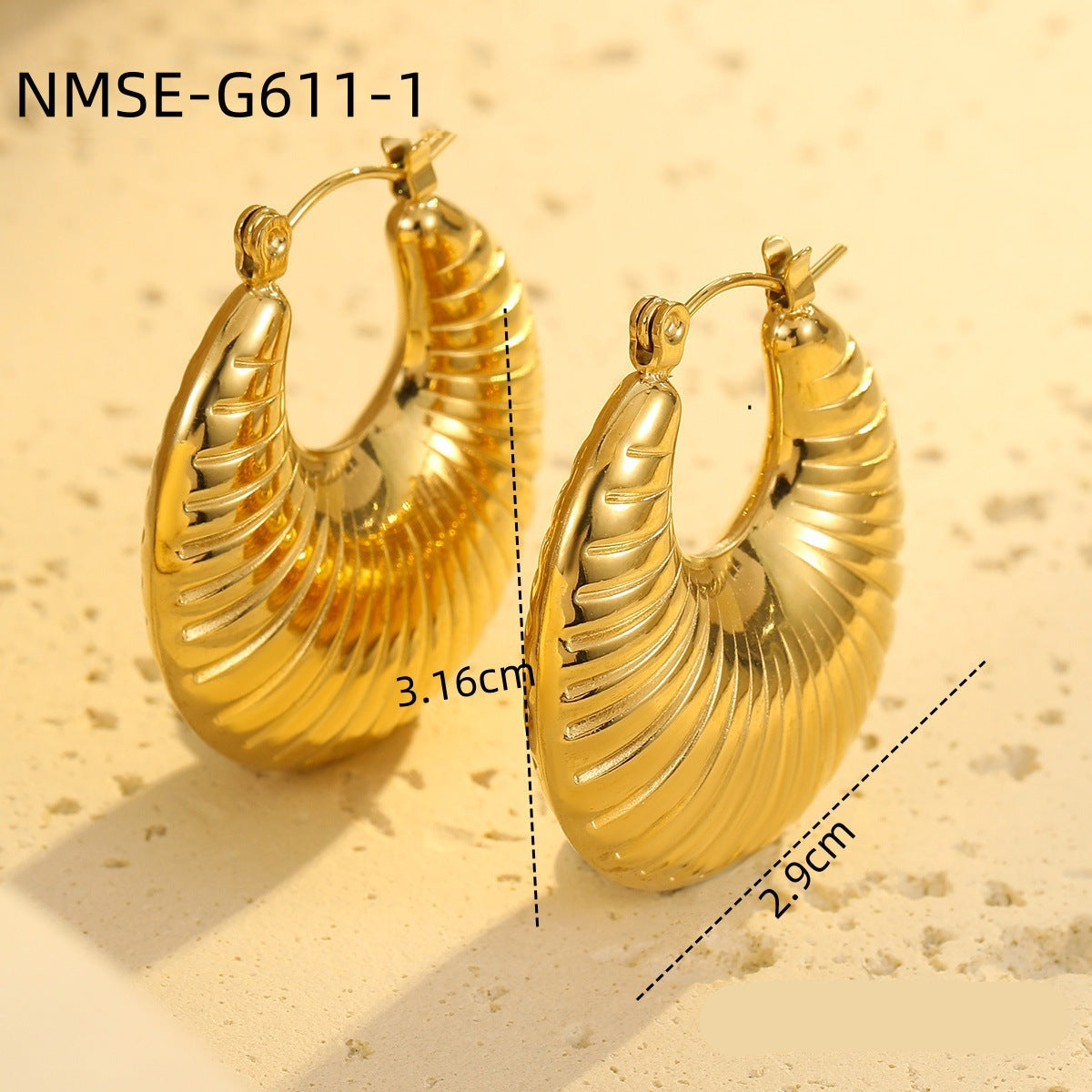 Wholesale Retro 18K Gold Plated Stainless Steel Earrings