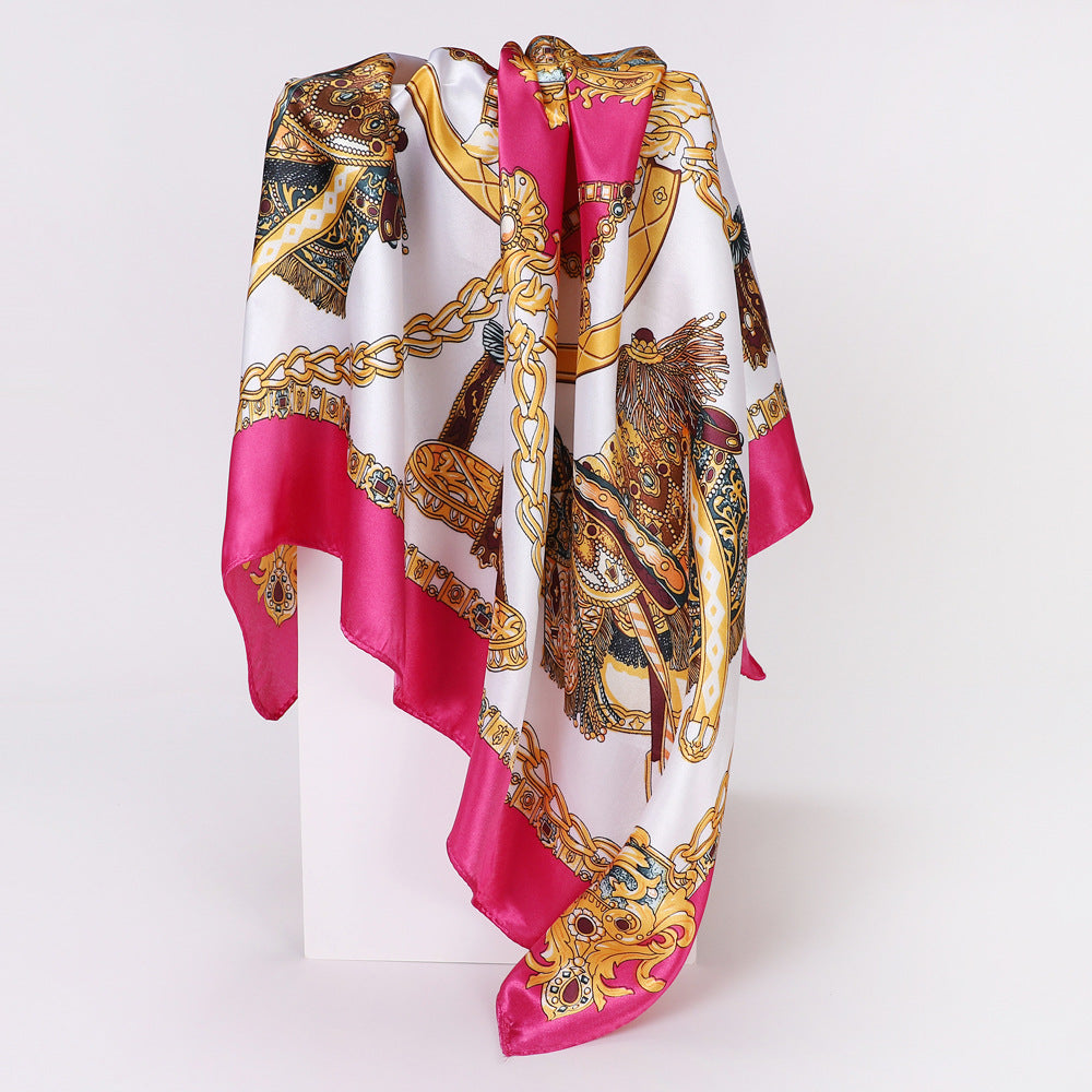 Wholesale Big leaf printed 90cm silk scarf