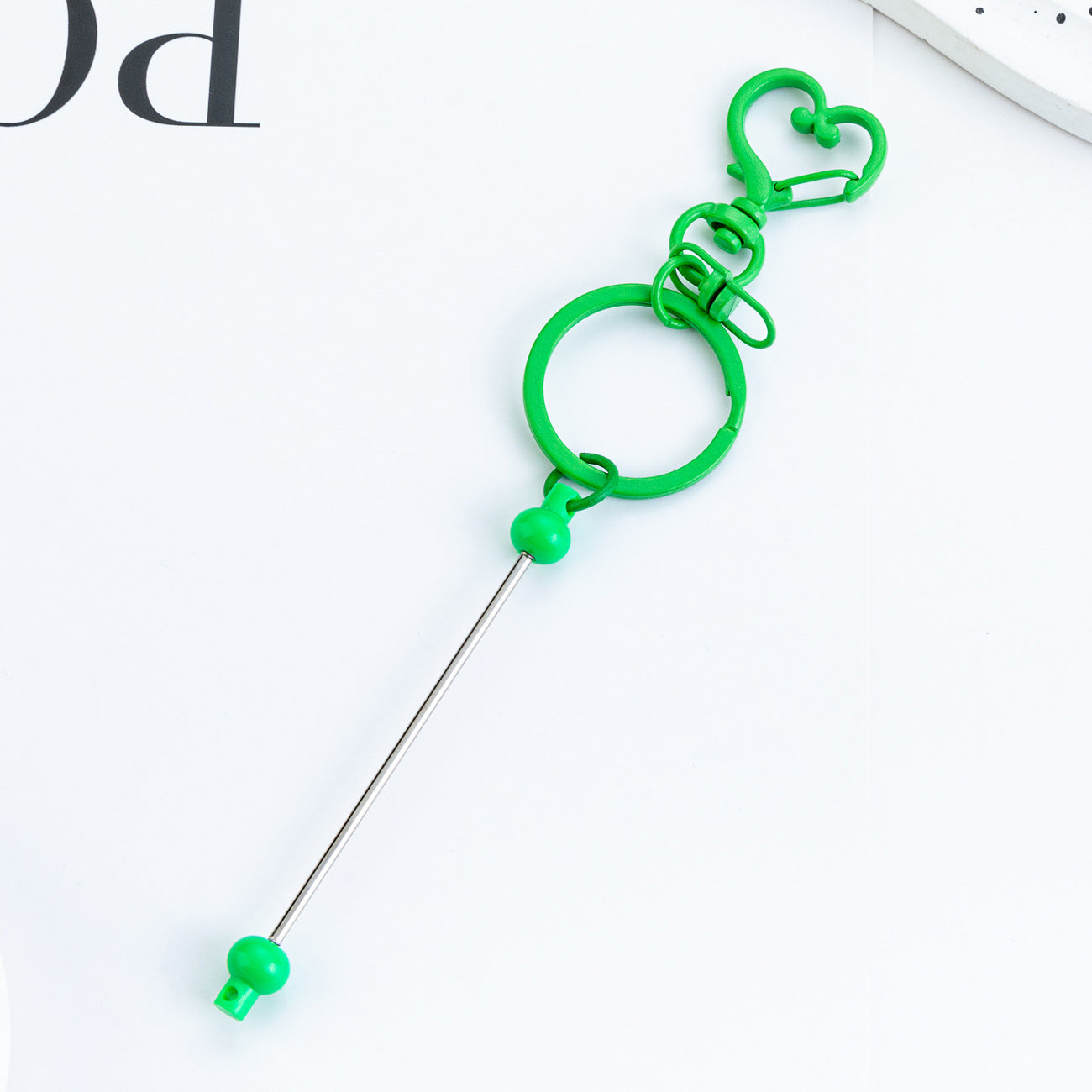 Wholesale DIY Beaded Heart Keychain Pendant Beadable Keychains