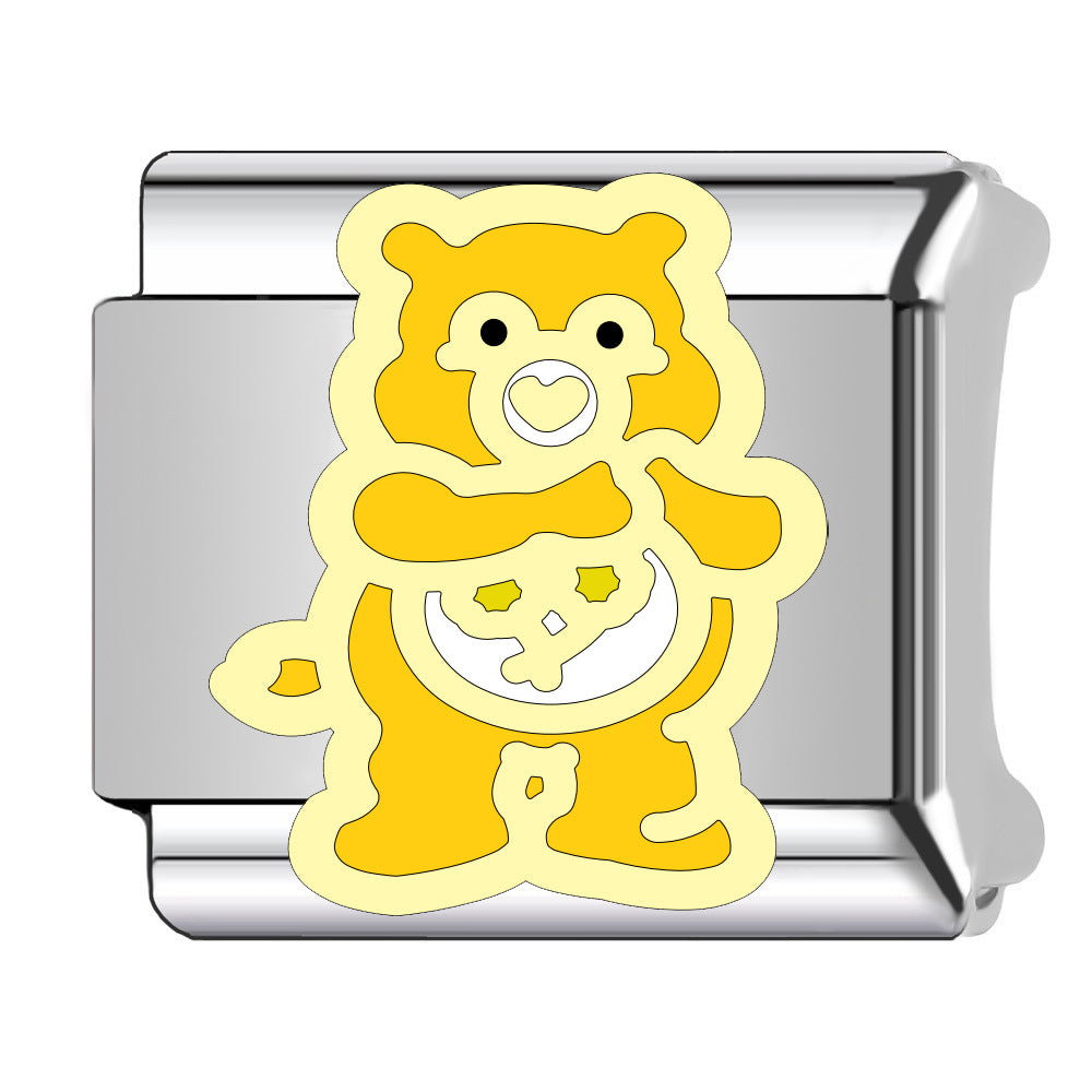 Wholesale Italian Charm Bracelet 9mm DIY Cartoon bear   Creative Stainless Steel Composable Bracelet