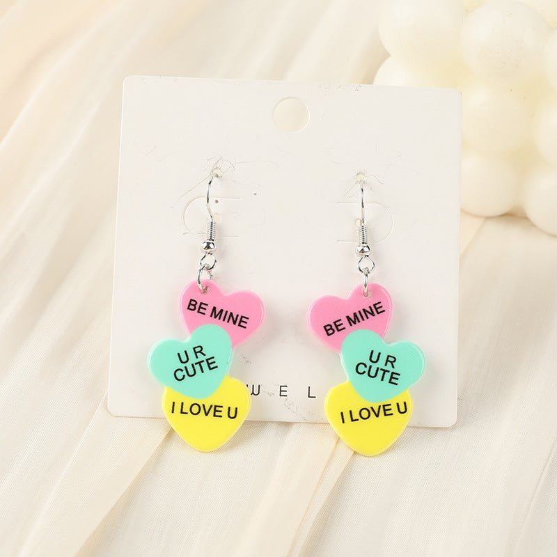 Wholesale double-sided acrylic Valentine's Day Love earrings