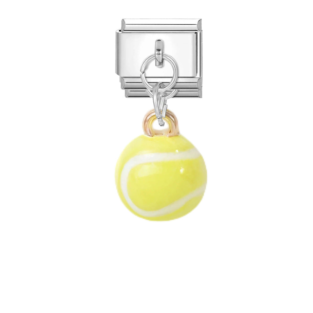 Wholesale Titanium Steel Italian Modular Bracelet with Sports Ball Pendants,  Trendy Gift for Friends,  Jewelry Accessory