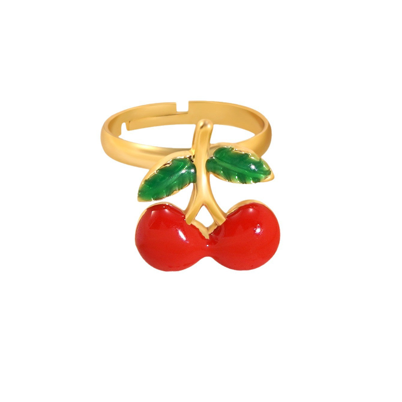 Wholesale cherry oil drop ring  fruit series stainless steel ring