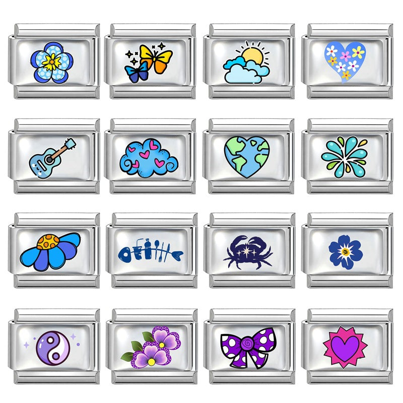 Wholesale Butterfly Heart Cartoon Design Stainless Steel Modular DIY Bracelet for Everyday Wear