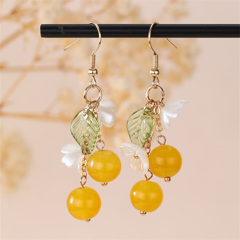 Wholesale new beaded green leaf lily orchid ear