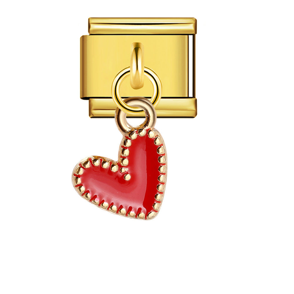 Wholesale Italian modular heart pendant  stainless steel DIY  bracelet