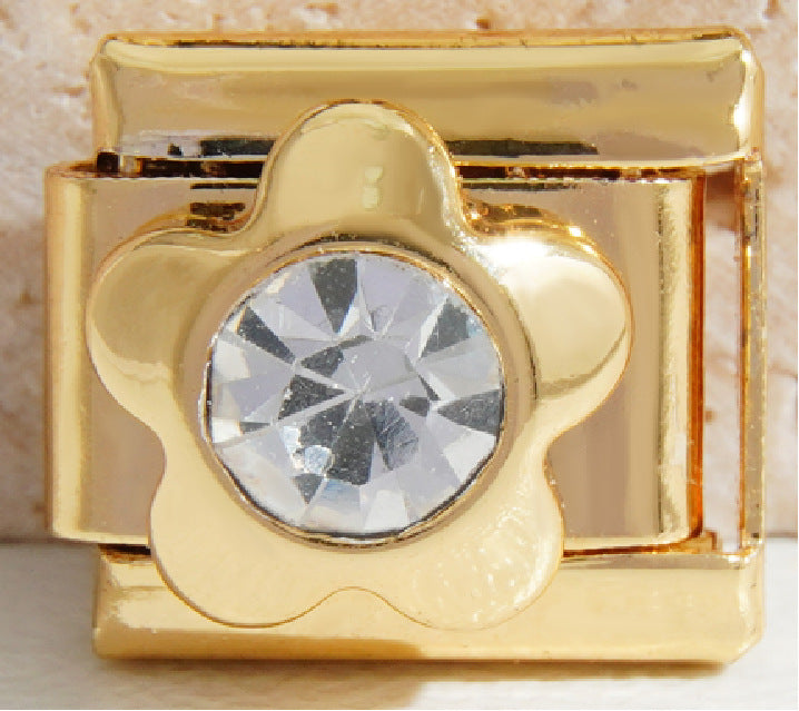 Wholesale Italian Charm Bracelet 9mm DIY Splicing Diamond Four-Leaf Clover Stainless Steel Composable Bracelet