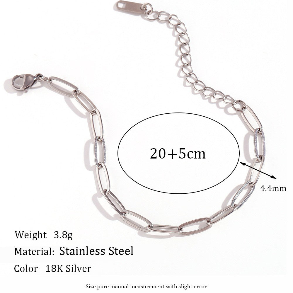 Wholesale Simple Stainless Steel 18K Gold Plated Paper Clip Chain Necklace Women' s Jewelry Accessory