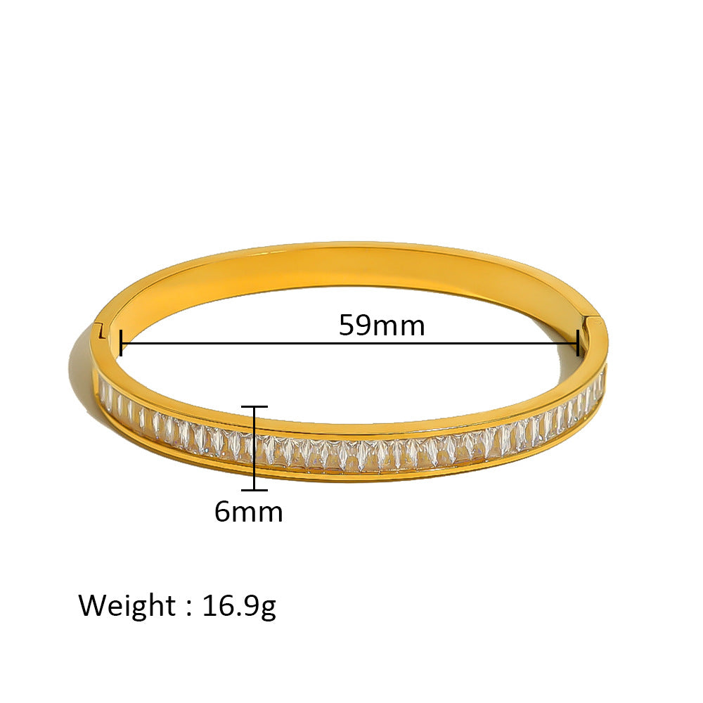 Wholesale Stainless Steel 18K Gold Plated Geometric Star Flower Zircon Bracelet