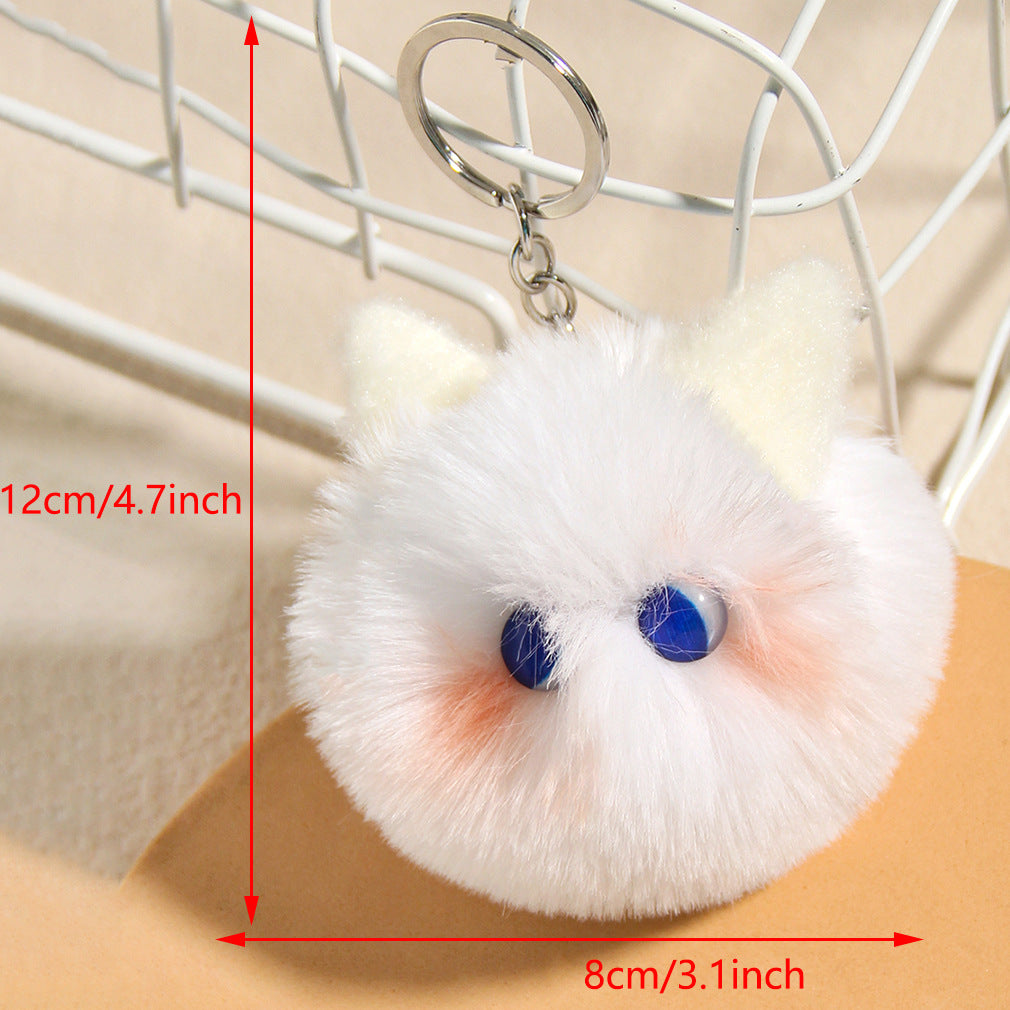 Wholesale Cartoon cat imitation rex rabbit plush ball key chain pendant lucky cat ladies bag car plush accessories
