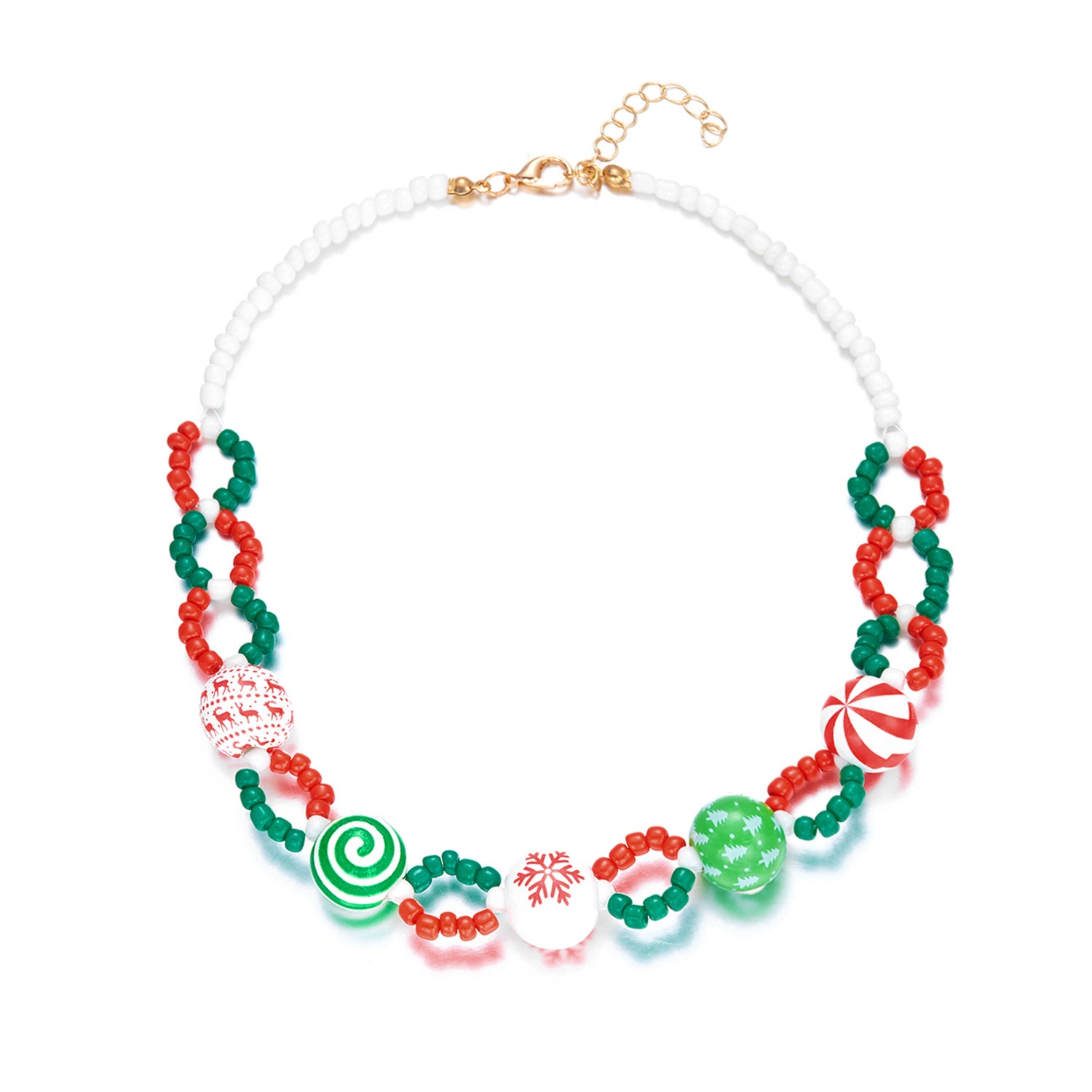 Wholesale Christmas featuring candy-themed designs beaded bracelet necklace set