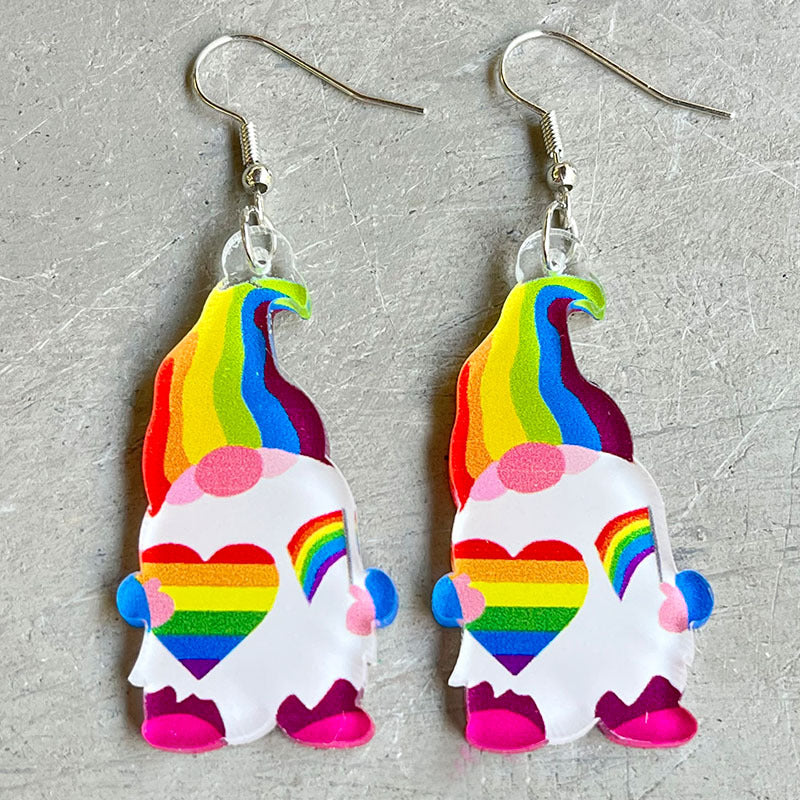 Wholesale 2 pairs/pack  Rainbow Game Mushroom Elf Summer Drink Colored Pen Acrylic Fun Earrings