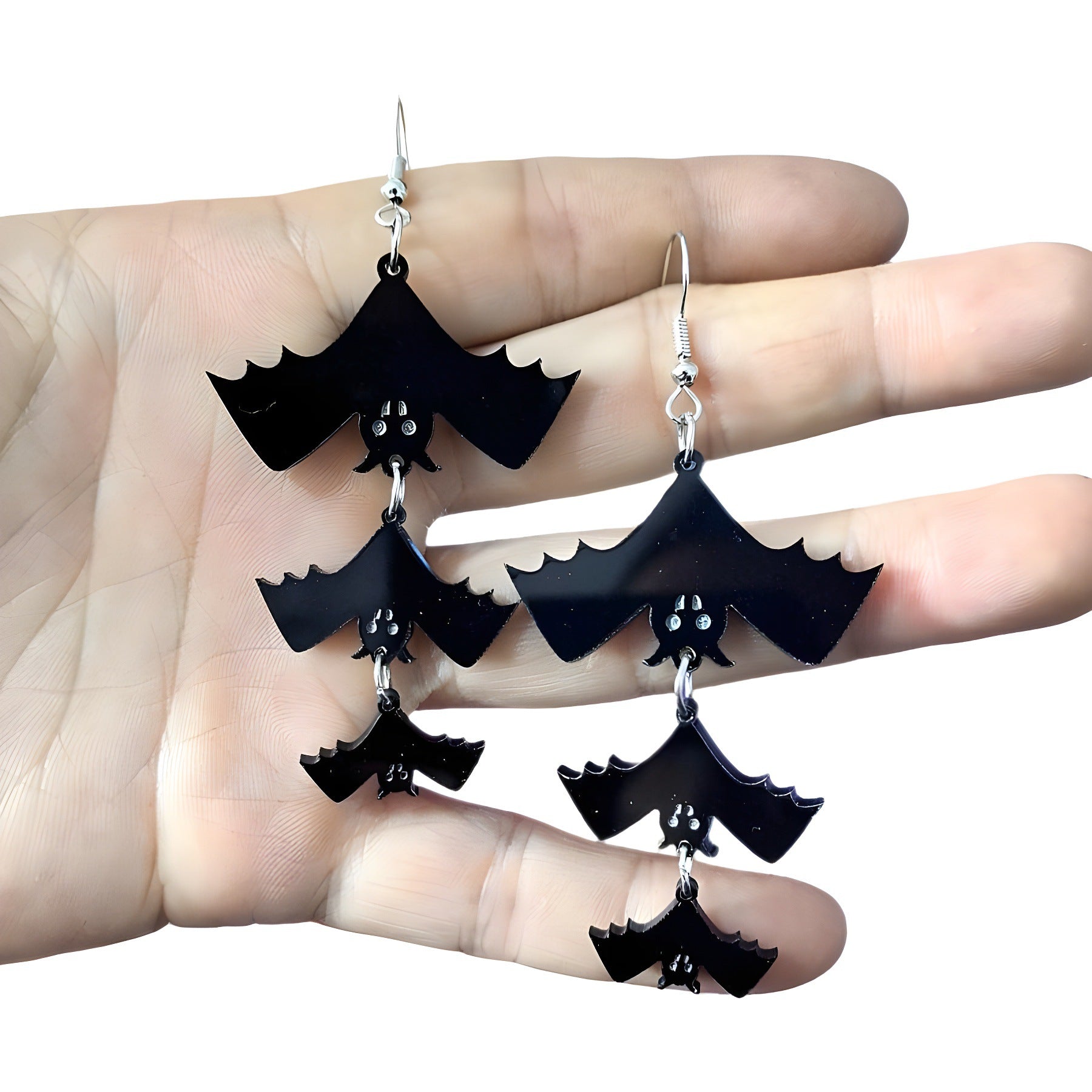 Wholesale  black acrylic Halloween bat earrings