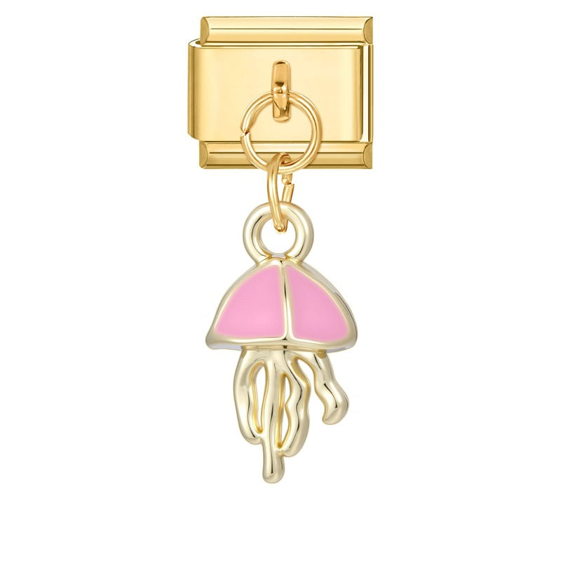 Wholesale Italian Charm Bracelet 9mm DIY Splicing Colored Gold Pendant Stainless Steel Composable Bracelet