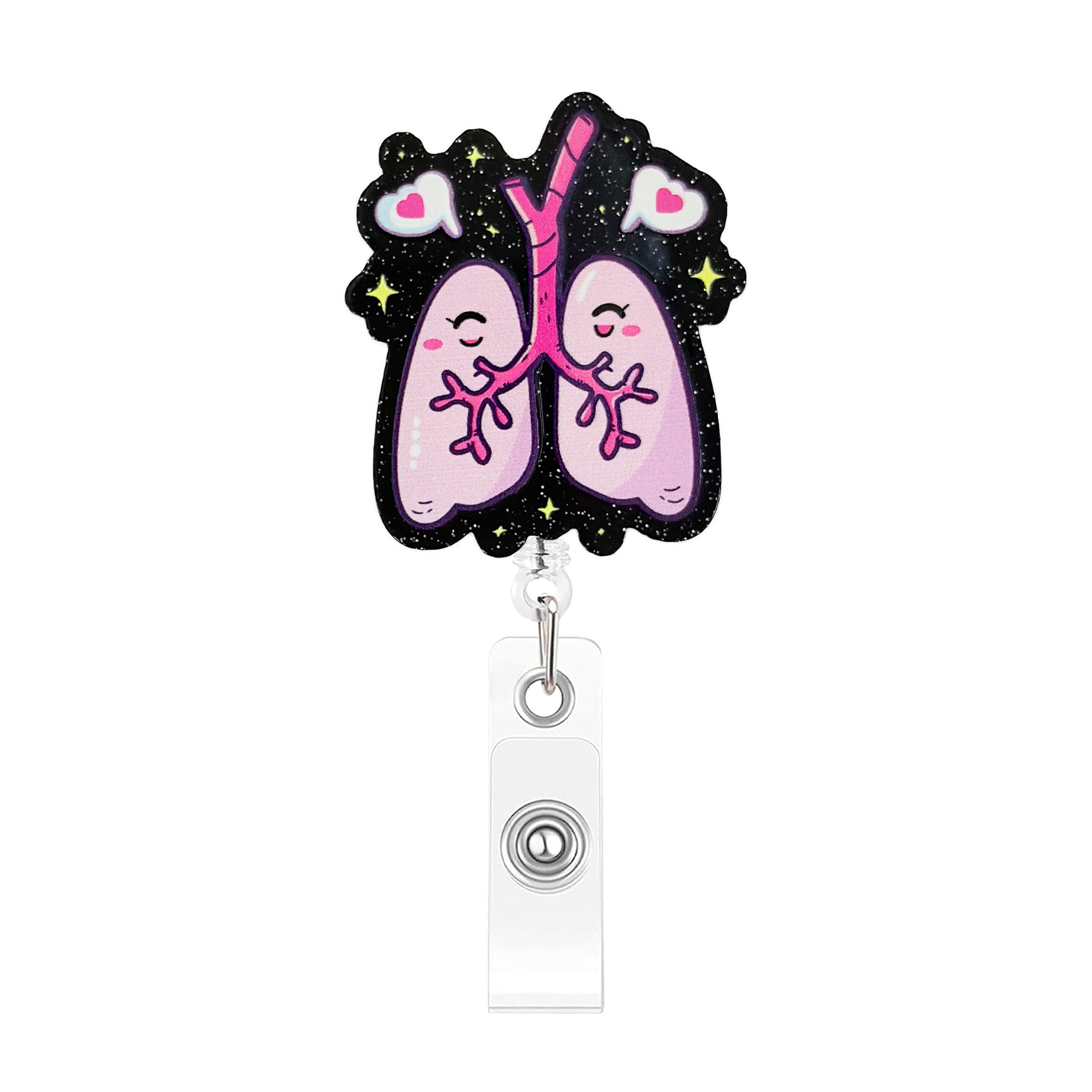 Wholesale Glitter Acrylic Retractable ID Card Holder Heart Design for Girls Fashion Accessory
