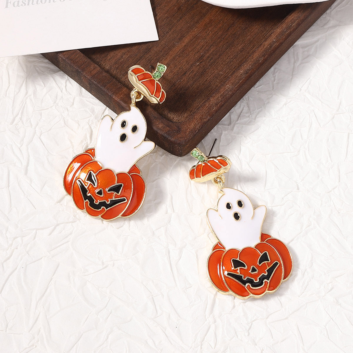 Wholesale  Oil-Dripped Ghost Pumpkin Earrings
