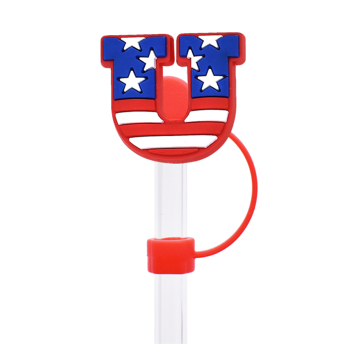 Wholesale Random Color 100pcs American Independence Day MOM Straw Tube Cap 10mm Soft Glue Straw Decoration Straw Cover ACC-SCR-RYY027