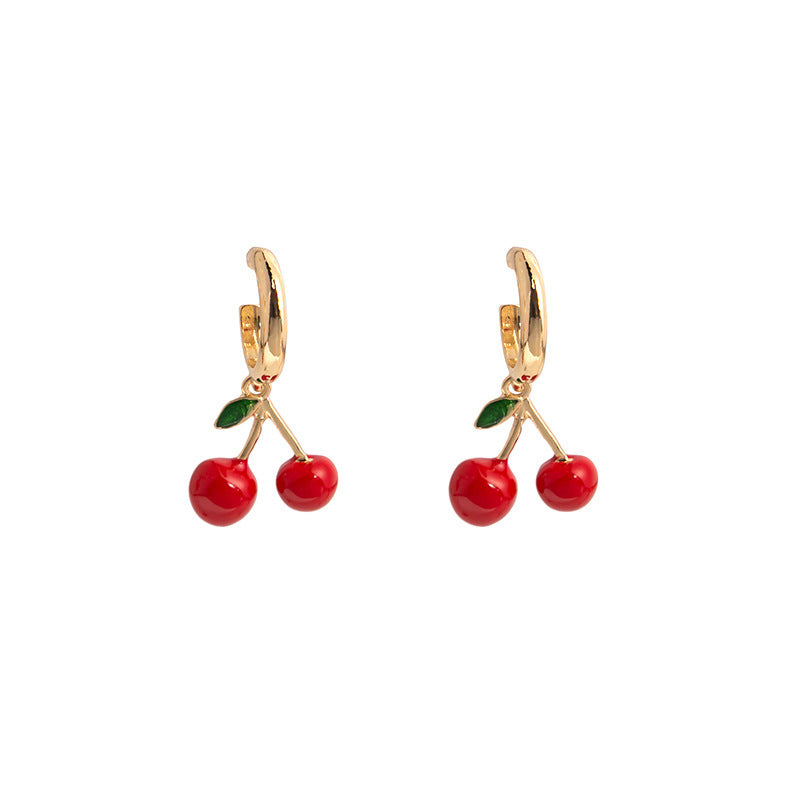 Wholesale Silver Needle Fruit Cherry Strawberry Earrings ACC-ES-MDD088