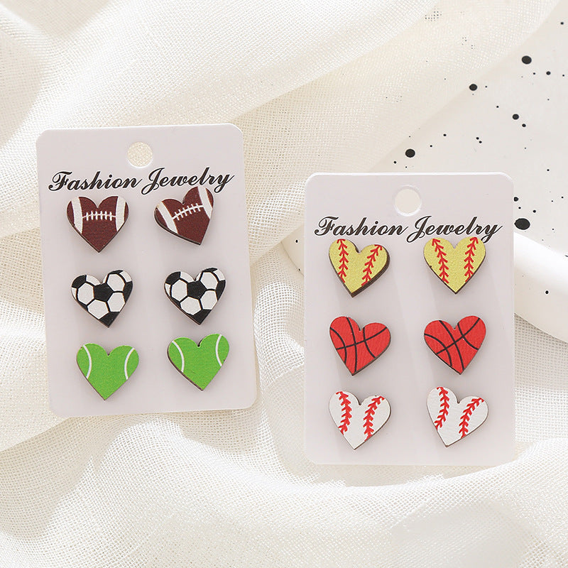 Wholesale Easter Egg Cartoon Egg Mushroom Love Wooden Earrings Set ACC-ES-XA001