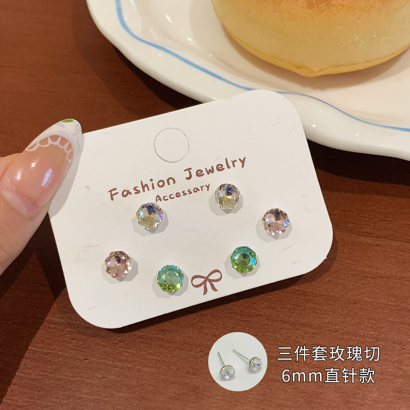 Wholesale Eight-Sided Rose  Earrings