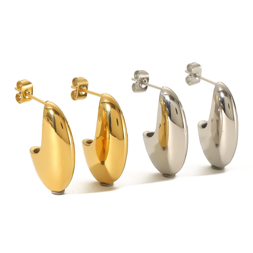 Wholesale  stainless steel gold-plated 18K water drop hollow earrings