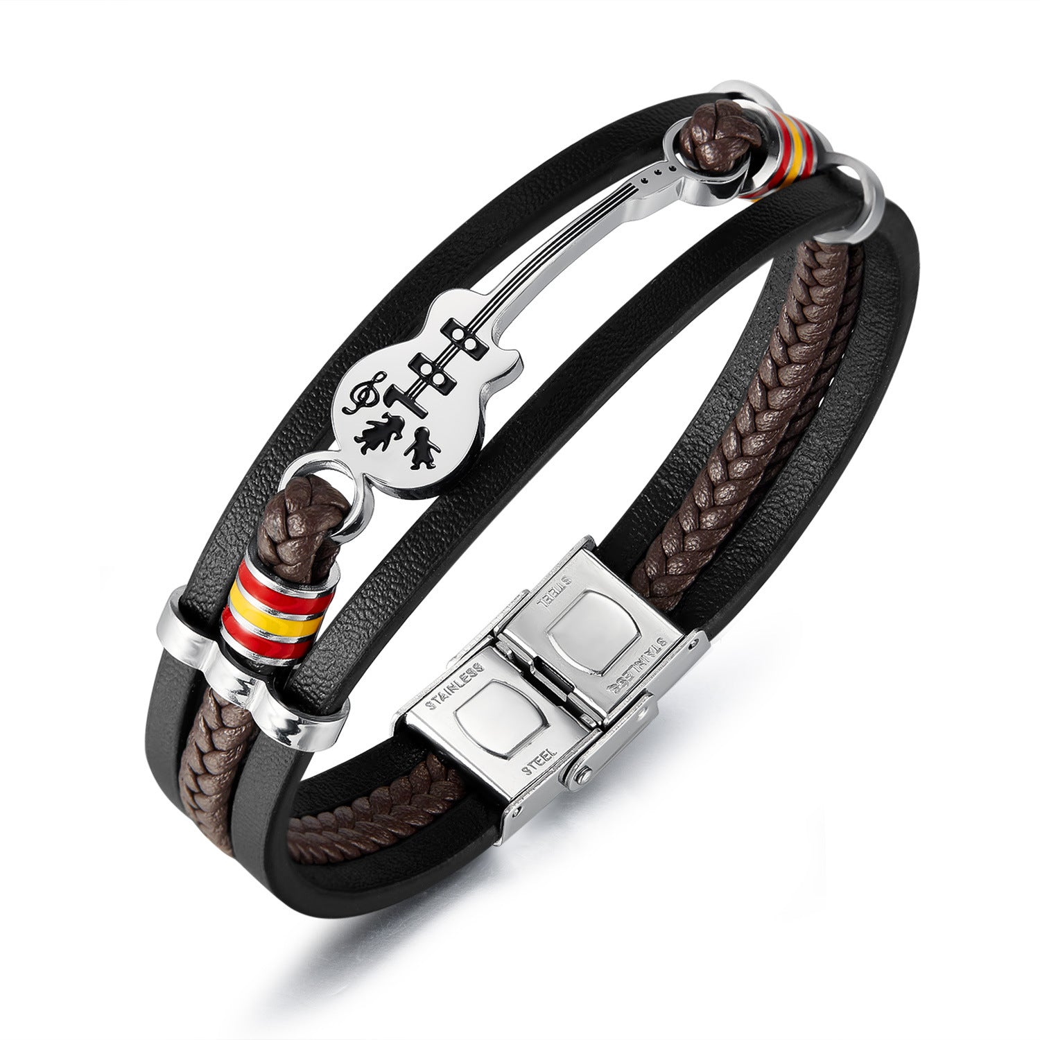 Wholesale  Hip Hop Guitar Men's Leather Bracelet