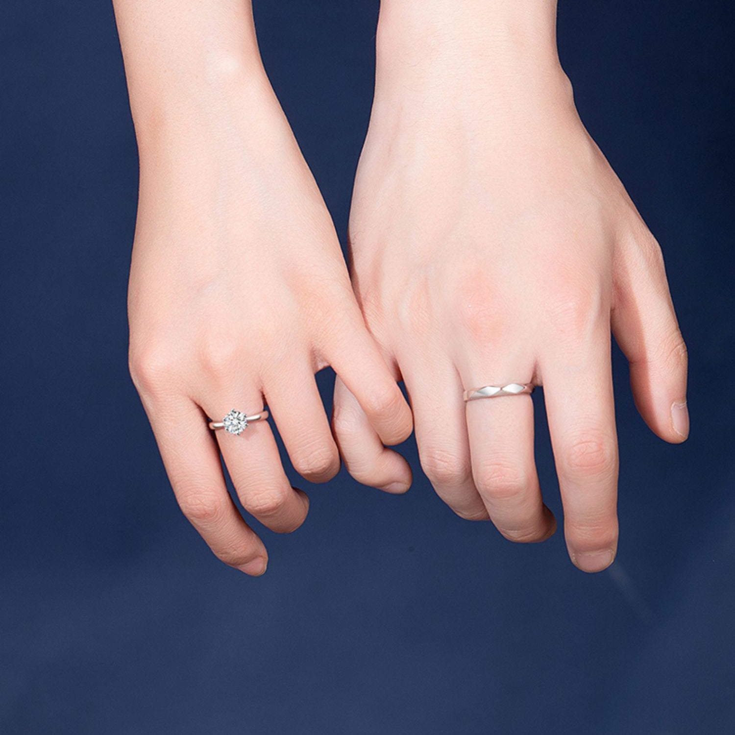 Wholesale s925 silver rhombus six-claw couple ring