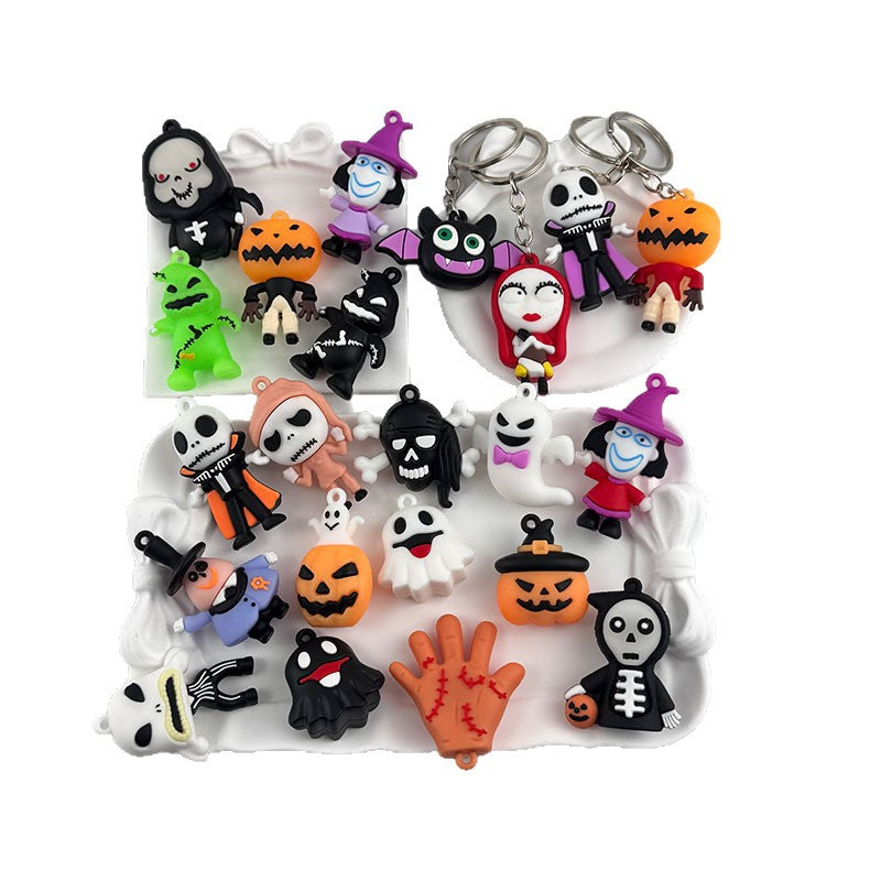 Wholesale 3D PVC Cartoon Pumpkin Pendant Keychain  Decorative Accessory